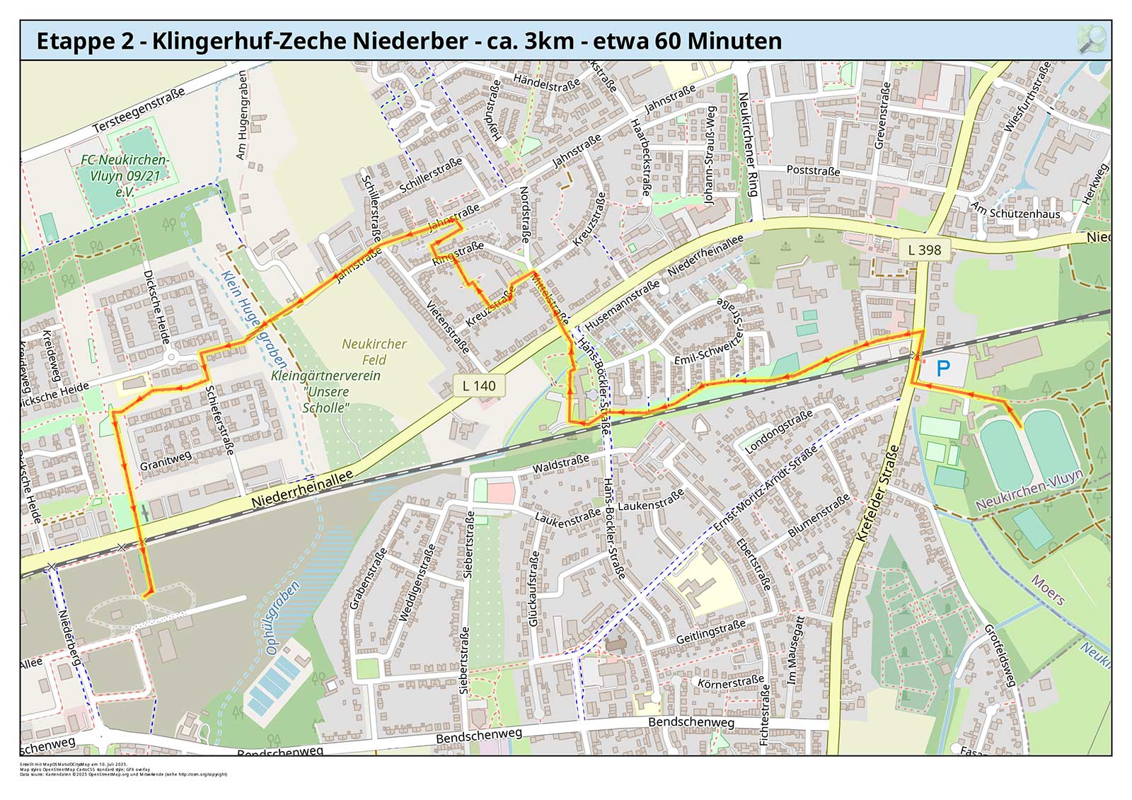 etappe 2 klingerhuf zeche niederberg ca 3km etwa 60 minuten