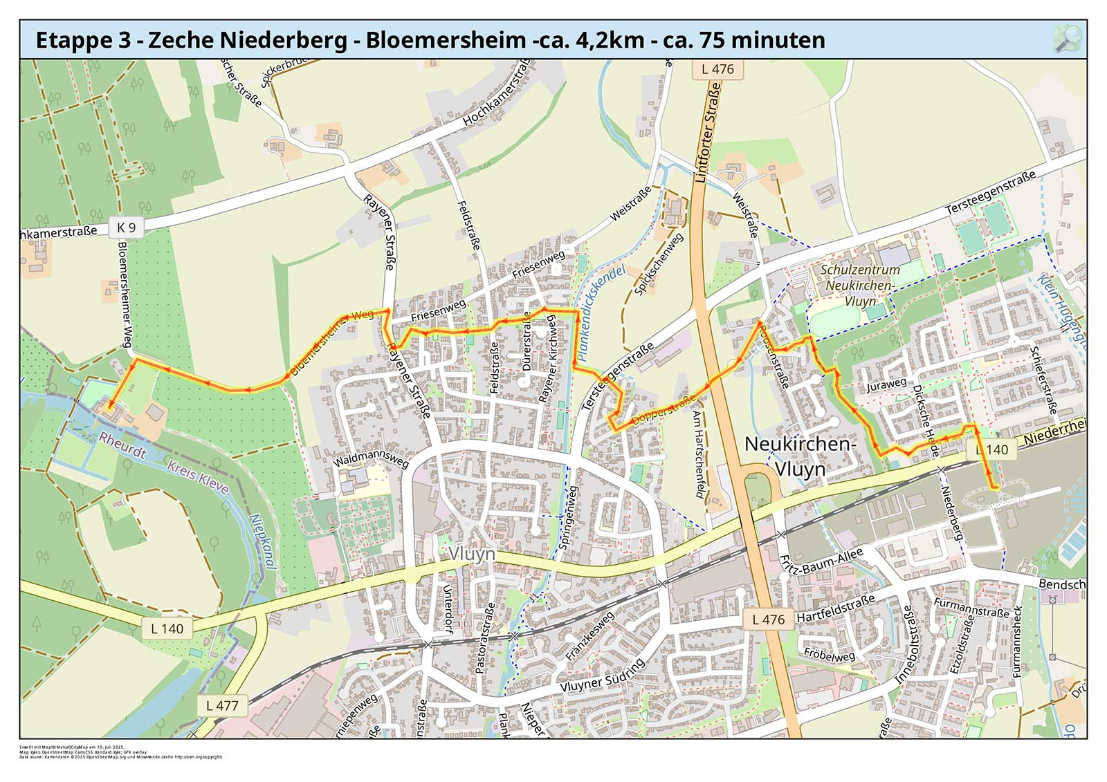 etappe 3 zeche niederberg bloemersheim ca 42km ca 75 minuten